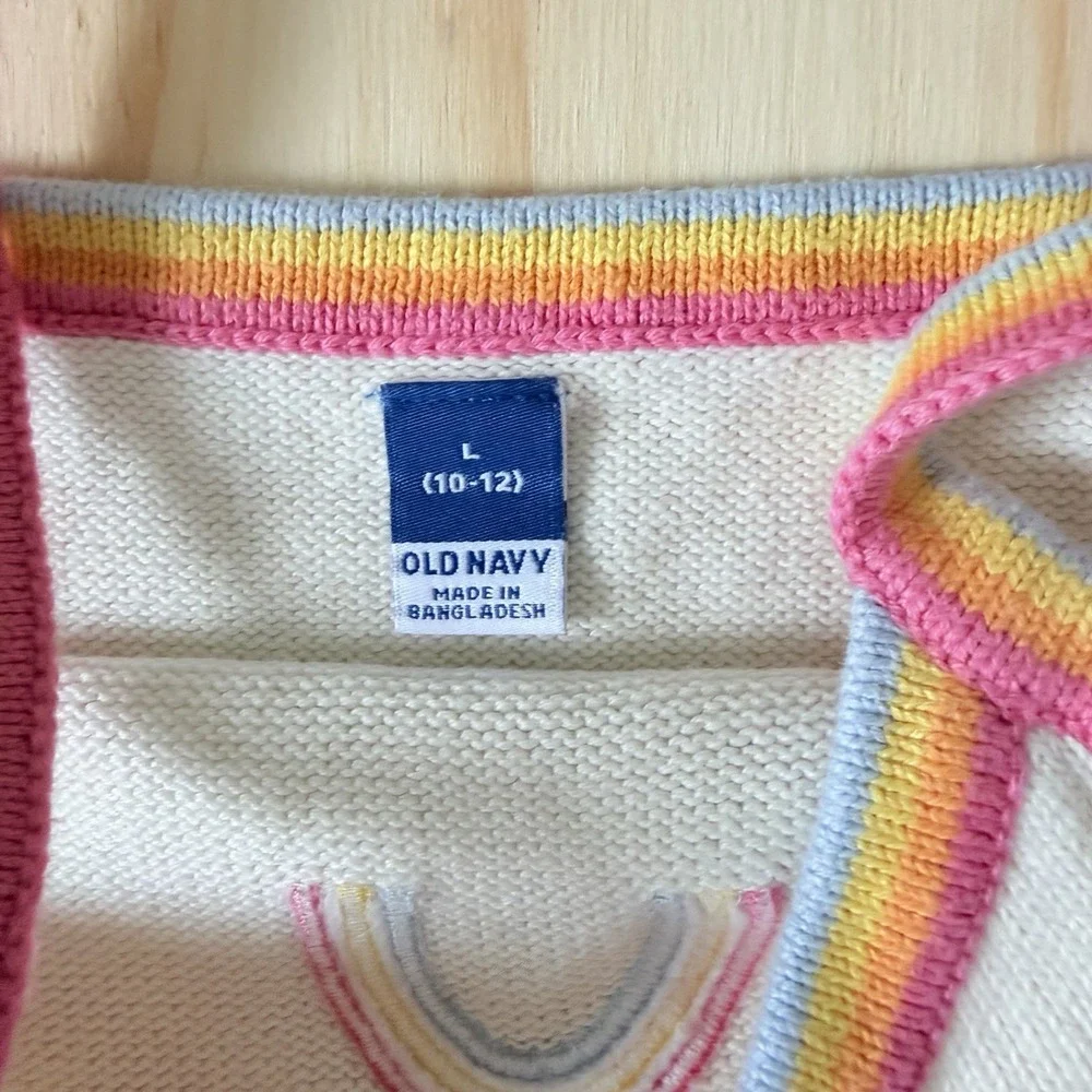 Old Navy Knitted Rainbow Shirt Girls Size Large 10-12